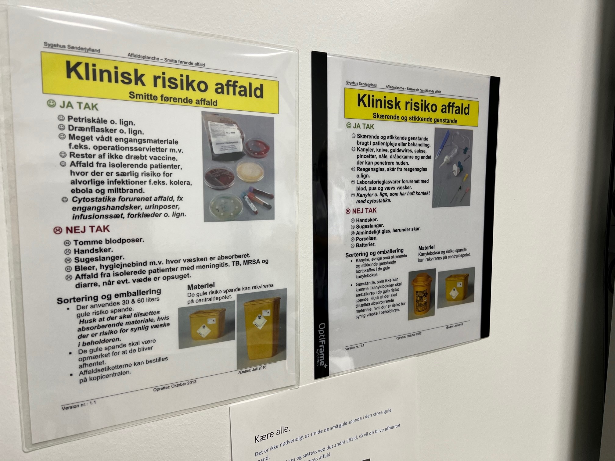 Sorteringsvejledning i diabetesambulatoriets sorteringsrum