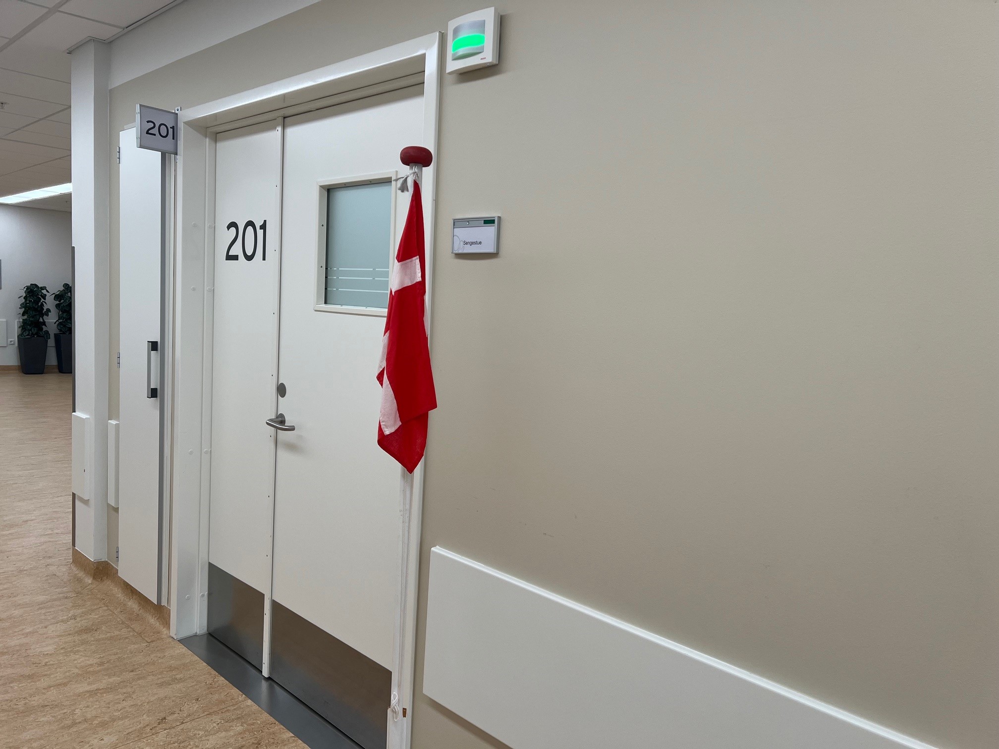 Der var sat flag foran stue 201  