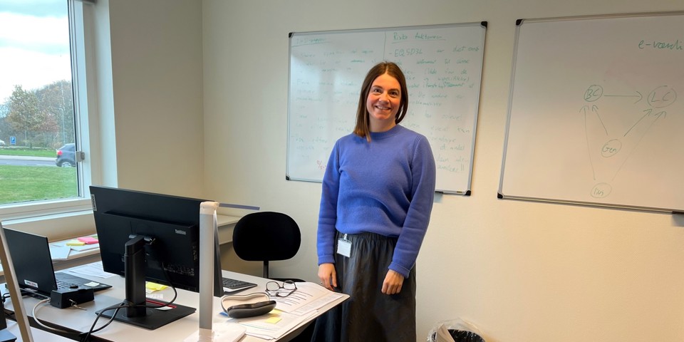 Ph.D. studerende Jane Lange Dalsgaard på sit kontor på Sygehus Sønderjylland