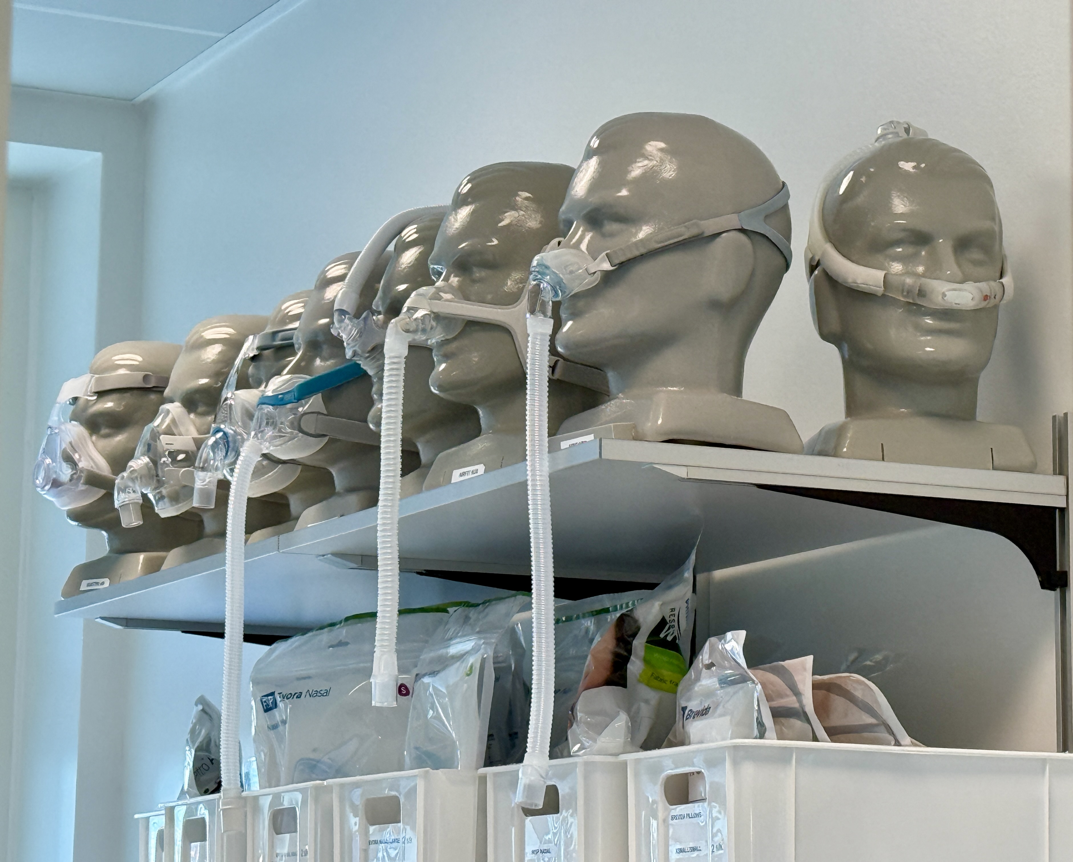 Et udsnit af de mange masker, som kan bruges i behandlingen af søvnapnø